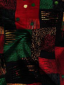 's African-Inspired Wide-Leg Casual Pants With Multicolor Abstract Print (Red/Yellow/Green/Black) - Loose-Fit Straight-Leg Trousers, African Fabric-Like Design For Festivals, Parties & Casual Attire - Machine Washable - 彩色 - 查看 6