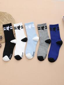 Disney 1 Pair/5 Pairs/10 Pairs Men's Mid-Calf Socks - Stitch Pattern Couple Socks, Two-Stripe Mid-Calf Sports Socks, Versatile Style, Suitable For Daily Wear And As Holiday Gifts - Multicolor - View 11