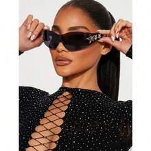 1pc Y2K Style Frameless Retro Fashion Fashion Glasses, Everyday Wear Summer Beach Vacation,Outdoor,Travel - 黑色 - 查看 1