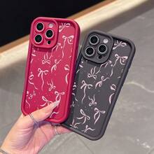 1 Stück, rosa Schmetterlingsknotenmuster, minimalistische modische Handyhülle, Geschenk für iPhone12/13/14/15/16/17/Air/Pro/Plus/Pro Max, Valentinstagsgeschenk. - Verschiedenfarbig - Übersicht 3