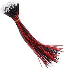 50pcs pre atado con alambre DC 9-12V 3 5 10 mm diodos LED de claro de agua luz de múltiples colores(Luz roja-5mm), Diodo - 1 - Ver 7