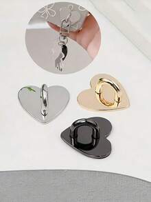 Supporto ad anello a forma di cuore per telefono, con retro adesivo, compatibile con la maggior parte delle custodie per telefono, supporto durevole per dita per smartphone, tablet, portachiavi, borse, cinture, cordini, bracciali e collane, accessori per telefono fai-da-te, forniture per appendere - nero - Visualizzare 2