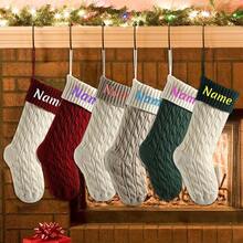 Calcetines de Navidad Personalizados, Calcetines de Navidad Personalizados con Nombre, Calcetines de Navidad Bordados Grandes de 18 Pulgadas, Decoración de Árbol de Navidad para Chimenea - verde oscuro-marfil - Ver 4