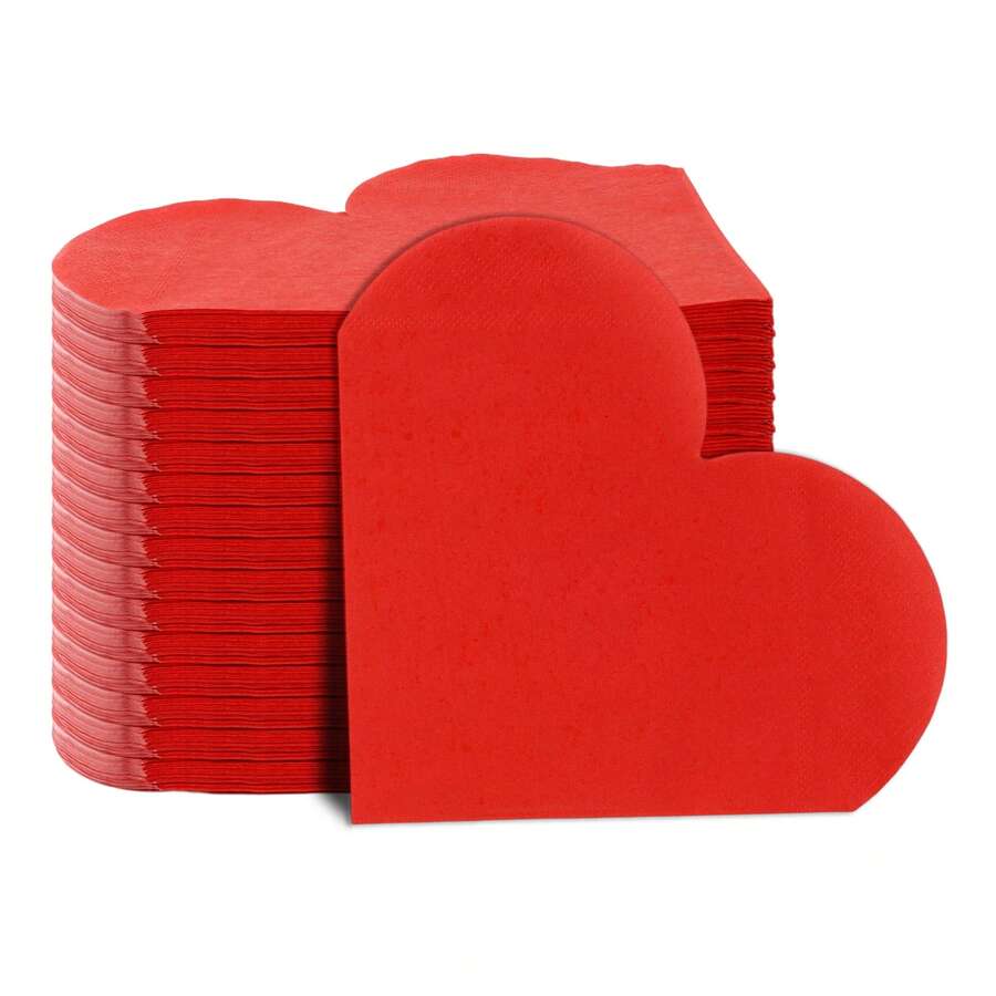 20pcs/40pcs/60pcs/Set Soft Square Heart-Shaped Napkins, 2-Ply, Unfolded Size 31cm*31cm, Suitable For: Wedding, Tea Party, Birthday Party Decoration, Party Decoration, Party Supplies, Holiday Decoration, Holiday Supplies - Red - View 1