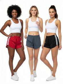 Kit With 3 Dry Fit Shorts For Gym/Workout Wear - 黑色/灰色/紅色 - 查看 1