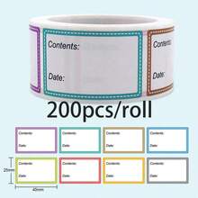 200张可移除冰箱标签，食品储存标签，自粘冷冻标签，易清洁厨房果酱标签，8色食品标签卷 - 多色 - 查看 8
