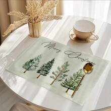4/6 piezas, Mantel individual con estampado de árbol de Navidad de moda, Manteles individuales, Tamaño de 12 * 18 pulgadas/30 * 45 cm, Decoración del hogar, Adecuado para mesas de comedor - Multicolor - Ver 8