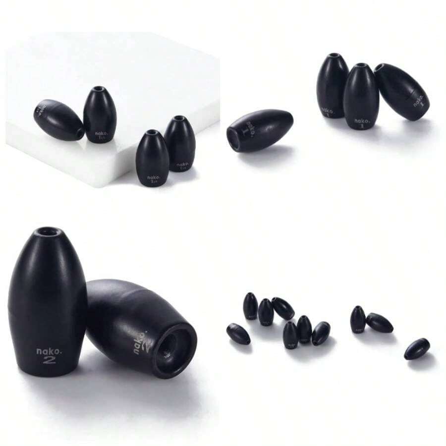 10 Pack Tungsten Flipping Weights Fishing Sinkers Fishing Weights Bass Fishing Buck Pack - Bala + 1/16 oz - Paquete de 10 - Ver 1