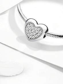 1 Mặt dây chuyền hình trái tim lấp lánh bằng bạc Sterling 925 thời trang phù hợp cho vòng tay, vòng tay nữ, đồ trang sức tự làm và trang phục hàng ngày, trang trí phù hợp cho bé gái khi trở lại trường - Bạc - Xem 9