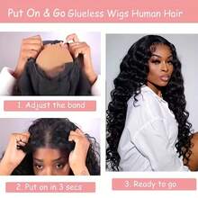 Uveous 5x5 Hd Lace Closure Wear And Go Glueless Wigs Human Hair Pre Plucked Pre Cut Deep Wave Curly Lace Front Wigs Human Hair Wet And Wave Human Hair Wig For Women 250% Density Natural Color - Natural Black - 查看 6