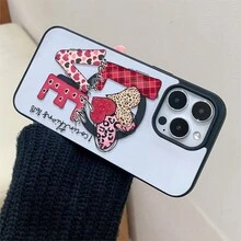 Patrón de corazón, carcasa de teléfono simple y de moda, compatible con iPhone 11 / 12 / 13 / 14 / 15 / 16 / Pro / Max y Galaxy plus / Pro / S22 / S23 / S24 / s25 / ultra / fe. Muy adecuado como regalo de vacaciones, regalo de San valentín. - Negro - Ver 3