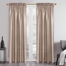 2 Panels Rod Pocket Faux Silk Semi-Sheer Curtains For Living Room Bedroom - 金色 - 查看 9