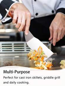 1pc Stainless Steel Flat Shovel, Wooden Handle Cooking Shovel, Flipping Spatula, Tiramisu Shovel, Cake Shovel, Steak Frying Spatula, Iron Plate Barbecue Spatula, Pizza Spatula, Cooking Stir Fry And Fried Egg Spatula, Cake Cutter, Cake Scraper - Multicolor - View 6