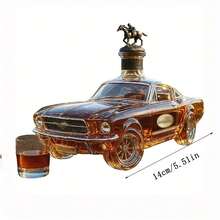 Car-Shaped Whiskey Decanter - Glass Liquor Bottle With Vintage Racing Livery & Golden - Model Car Design For Whiskey Collectors, Connoisseurs, For Cave - Novelty Bar Accessory, Automotive-Themed Gift For - Crown - View 2