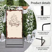 Vincidern 4Pcs 69 Inches Black Easel Stand For Sign,Adjustable Wedding Sign Stand For Display, Wedding Seating Chart Stand,Metal Poster Stand Easel For Painting With Leather Sign Hanging Straps - Black - View 4