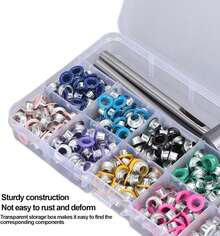 Kit de Ojales de 10 Colores, 400 Juegos de Ojales de Ojales Kit de Herramientas de Ojales con 3 Piezas Kit de Herramientas de Instalación con Estuche de Almacenamiento(6mm) - 1 - Ver 9