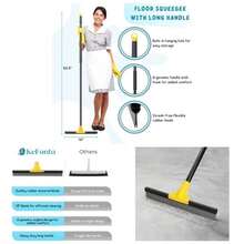 Squeegee Broom Floor, 18'' Heavy Duty Rubber Wiper With 60'' Long Handle Bathroom Tile, Garage Concrete, Deck, Shower Glass, Window Cleaning - Vàng + 18'' - Xem 2