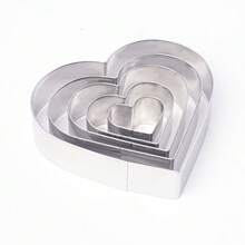 Juego de 5 cortadores de galletas con forma de corazón, cortadores de galletas pequeños de acero inoxidable, para hornear galletas, fondant, verduras y frutas con forma de amor, adecuados para el Día de San Valentín, bodas y fiestas de cumpleaños - Plateado - Ver 10