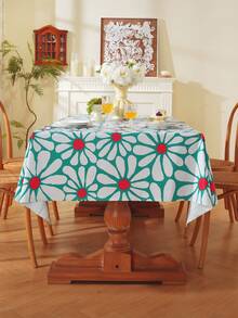 PVC Composite Non-Woven Fabric [Plastic Material] Wildflower & Daisy Print Rectangular Tablecloth, Suitable For Autumn Decor, Indoor & Outdoor, Party & Gathering Decoration - Multicolor - View 9