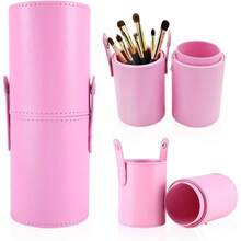Soporte para Brochas de Maquillaje Rosa 17.5x 6.5 - Organizador Porttil con Botones a Presin, para Viaje y Uso Domstico, Fcil de Limpiar y Decoracin de Moda - Rosa - Ver 1