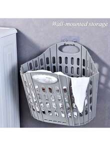 可折叠带提手洗衣篮，大容量衣物及毛绒玩具收纳盒，脏衣整理架，节省空间悬挂式洗衣篮，适合旅行、储物、宿舍及公寓使用（请注意产品尺寸。谢谢！） - 彩色 - 查看 16