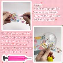 CUTTRSZE Nano Tape Foam Tool Balloon Nano Tape Foam Tool Soft Tool Balloon Plastic Foam White Balloon Big Bubble, Charm Sticker Inflator Tweezers Adhesive Fun DIY Craft Making Tool Kit, Nano Double-Sided Tape Foam, Nano Tape Kit Glitter Stickers, Back To School, School Supplies