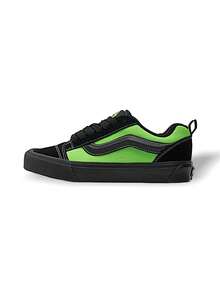 Vans Knu Skool 男女通用运动鞋 透气轻便 弹性好 多功能 运动户外 日常上学 黑色 绿色 VN0009QCYJ71 - 黑色/綠色 - 查看 1