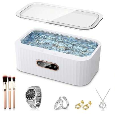 Limpiador Ultrasónico de Joyas 45KHz, 400ML Ultrasonic Cleaner, Acero Inoxidable 304 de Alta Capacidad con 4 modos de limpieza de Limpieza para Anteojos, Relojes, Aretes, Anillos, Collares, Monedas