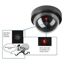 Cámara de domo falsa con lente hemisférica realista y LED rojo intermitente: monitor de vigilancia ficticio no funcional, sin cables ni interruptores, antirrobo disuasorio para uso en interiores y exteriores (1 unidad)