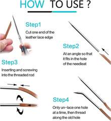 Guantes de béisbol, kit de reparación de encaje de mitón, softball, 2 cordones de piel y 2 agujas de cordones para guante de receptor - Azul oscuro - Ver 8