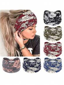 Diadema de mujer estilo bohemio con estampado de leopardo antideslizante, suave y cómoda, de unicolor, adecuada para yoga, deportes, correr y uso diario. Diadema duradera con diseño de nudo, entrega de color/estilo aleatorio. Accesorios para el cabello de moda para el invierno - Negro - Ver 5