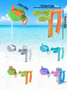 两件套罐装饮料提手+罐盖，带吸管盖，轻便易携，密封性好，可有效保鲜饮料，适用于派对、户外活动和各种罐装饮料。适用于330毫升汽水罐。 - 彩色 - 查看 6