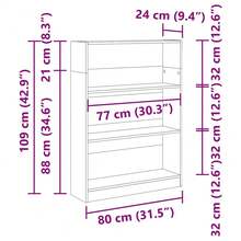 Bibliothèque vidaXL Chêne Sonoma 80x24x109 cm Matériau à base de bois - Camel - Voir 10