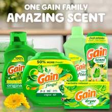 [High Efficiency ]Gain Aroma Boost Original Concentrated Laundry Detergent 46 Fl Oz |   For HE Washing Machines Only |   3 Times Stronger Stain Removal |   12-Week Long-Lasting Fragrance Retention |   Revitalizes Fibers To Remove Yellowing And Enhance Brightness |   Imported From The USA |   99% Stain Removal Rate - màu xanh lá - Xem 4