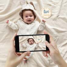 Bộ 7 món đánh dấu cột mốc phát triển hàng tháng 3D cho bé, bao gồm biển báo "Xin chào thế giới" cho trẻ sơ sinh, đĩa thông báo tuổi của bé, thẻ ảnh đánh dấu cột mốc bằng gỗ, màu xanh lam nhạt, từ 1-12 tháng, thích hợp làm quà tặng tiết lộ giới tính cho trẻ sơ sinh. - Màu gỗ - Xem 6