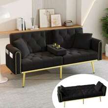 Sofas & Couches - Black + Velvet + 2 Seat - View 8