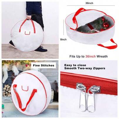 Bolsa de almacenamiento de de Navidad de 36 pulgadas, contenedor de almacenamiento de de Navidad extragrande, ancho reforzado y cremallera doble elegante, protege las decoraciones de tu, color blanco