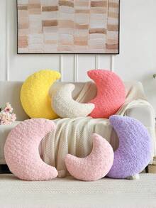 Gối trang trí hình mặt trăng, được làm từ nhung hồng mềm mại và thoải mái, hoàn hảo cho phòng ngủ, ghế sofa, giường và đồ trang trí nhà cửa, một món quà lý tưởng cho gia đình và bạn bè, màu hồng - Hồng - Xem 5