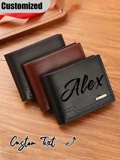 Billetera personalizada para hombres - Billetera de piel sintética grabada, regalo ideal para papá, hijo, adecuado para cumpleaños, aniversario, Navidad, Día del Padre, Acción de Gracias, elegante y único, también un regalo perfecto para esposo, padre, hermano, novio, adecuado para el Día de San Valentín, aniversario, Día del Padre y otras ocasiones