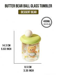 Cốc thủy tinh Butterbear Ball màu xanh lá cây 400ml, hình in Butterbear đáng yêu, chất liệu thủy tinh chống rò rỉ khi lật ngược, decal chịu nhiệt độ cao, bền màu, hoàn hảo để sử dụng hàng ngày cho tiệc trà chiều ngoài trời, lý tưởng cho người hâm mộ Butterbear, người yêu thích phim hoạt hình, người đam mê đồ uống, món quà đáng yêu cho người yêu - Xem 4
