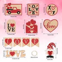 Bandeja Escalonada Con Temática De San Valentín, Adorno De Madera En Forma De Corazón, Decoración De Escritorio Romántica Con Temática Amorosa En Forma De Corazón, Adorno Para Bandeja - Rojo - Ver 2