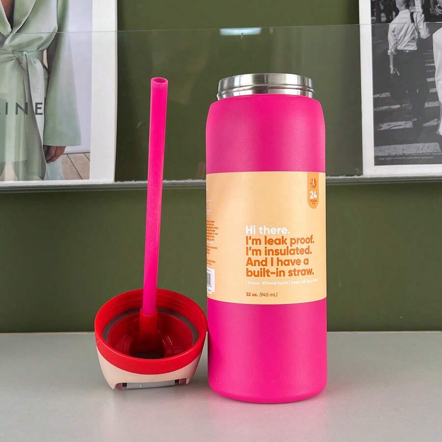 New Original OWALAs 32oz Christmas Limited Edition Water Bottle - Sports Water Bottle With Leak-Proof Design & Pop-Up Lid, Multiple Colors Available | Top Gift Choice For Fitness, Running, School, Halloween, Thanksgiving, Christmas & More, Also A Fashionable Water Bottle For Women - Màu Hồng Tươi - Xem 1