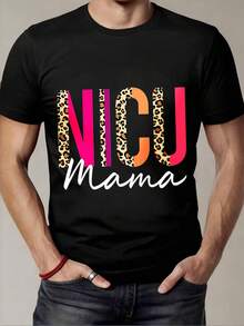 Camiseta Negra con Estampado de Leopardo y Letras NICU Mama para Madres en la Unidad de Cuidados Intensivos Neonatales - Negro - Ver 6