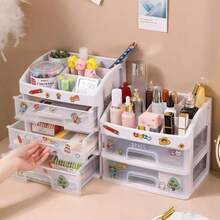 1 Stück große Kapazität Make-up Organizer Box mit Schubladen - Kunststoff Arbeitsplatten Kosmetik Aufbewahrungsbox, mehrstöckiges Hautpflege Regal, Schreibtisch Stiftehalter, ohne Strom, Spezialfunktion