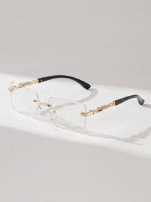 1副男士2025经典时尚无框奢华眼镜，休闲复古风格，适合拍照、驾驶、旅行、海滩、日常生活等场合。 - 金色 - 查看 6