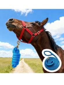 Nylon Horse Lead Rope, Double Braided Horse Lead With Quick Release Snap Clip, Soft Comfortable Handle, Suitable For Daily Use And Competition Equestrian Tack