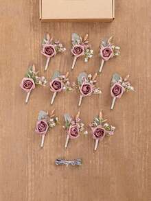 زهور اصطناعية بوتونييرة مع دبابيس للرجال ، بوتونييرة للعريس والوصيف والضيوف ، زهور اصطناعية لديكور الزفاف / الحفلات الرسمية / الحفلات المدرسية ، إلخ. بوتونييرة وردية للرجال في حفلات الزفاف للعريس والوصيف وحفلات الزفاف والذكرى السنوية والعشاء الرسمي والحفلات والحفلات المدرسية ، ديكور الزفاف المنزلي البوهيمي ، اكسسوارات عيد الحب - بوتونيير وردي غباري - مشاهدة 10