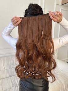 20" 1 paquete Extensiones de cabello sintético con ondas rizadas, con 3/4 de cabeza y 5 clips para mujeres - Multicolor - Ver 12