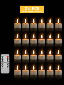 6/12/24 PCS Remote Control Flameless Candles, With Timer/Remote Control, Battery Powered, LED Wishing Candles, Tea Lights, LED Flameless Candle Lights For Halloween, Valentine's Day, Christmas, Wedding, Party, Home Decor And Other Holidays - Warm white light - View 14