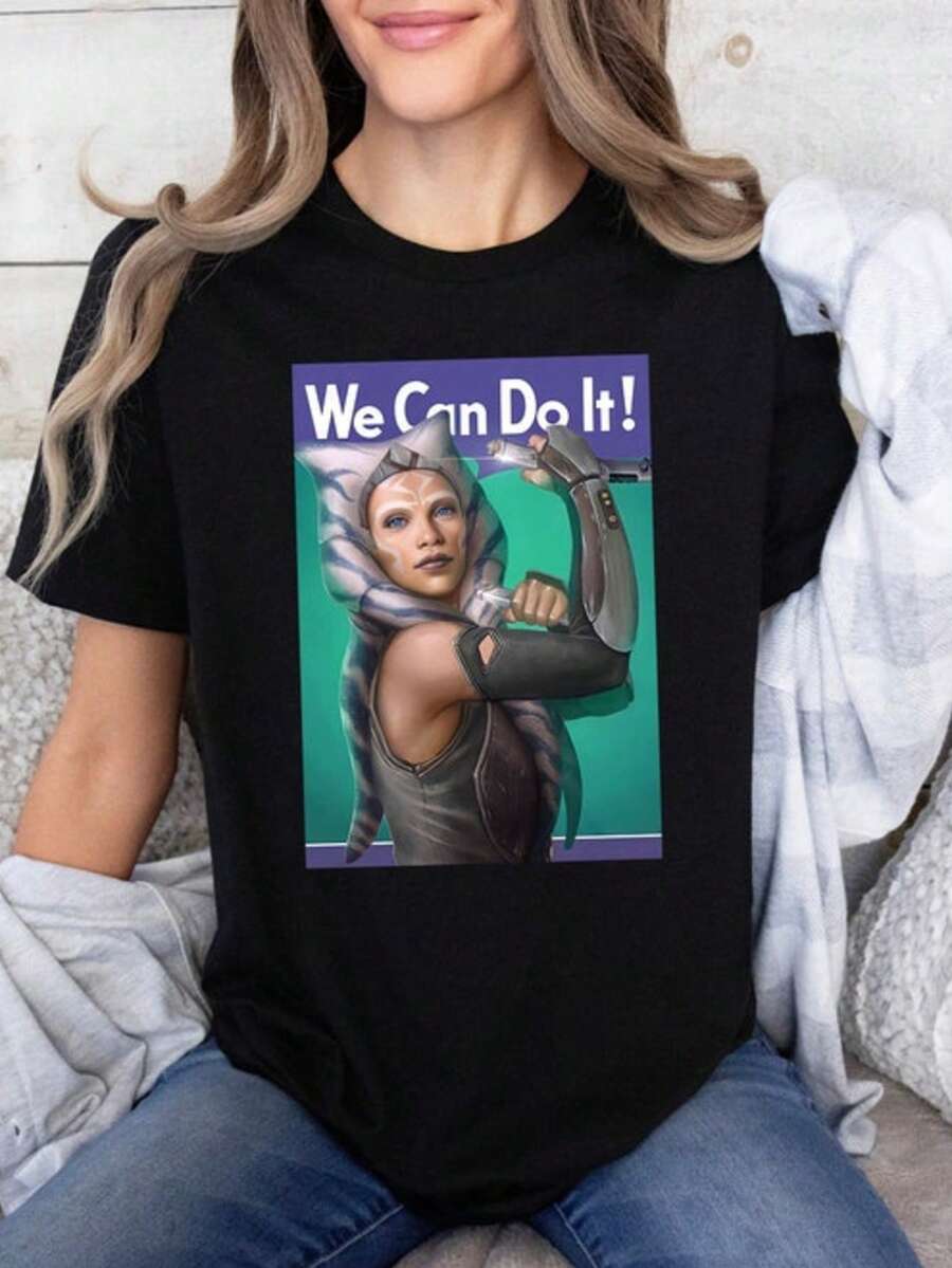 Wars The Mandalorian Jedi Ahsoka Tano We Can Do It T-Shirt May The 4th Shirt Galaxy's Edge Disn - màu đen - Xem 1